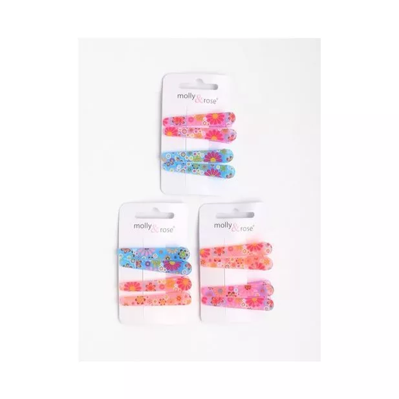 MOLLY & ROSE 7833 FLORAL PRINT CLIPS X 4 PACK