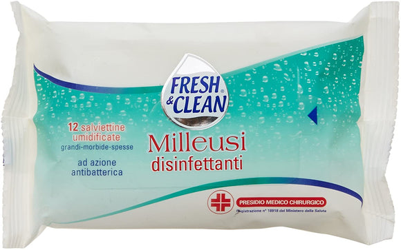 FRESH & CLEAN DISINFECTED WIPES X 12