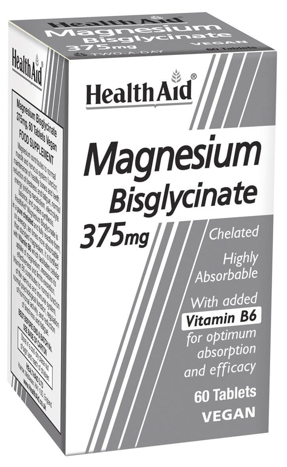 HEALTH AID MAGNESIUM BISGLYCINATE 375MG X 60 TABLETS