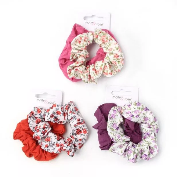 MOLLY & ROSE 8108 FLORAL PRINT SCRUNCHIES X 2