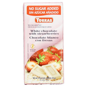 TORRES CHOC SUGAR FREE WHITE CHOCOLATE & STRAWBERRY 75G