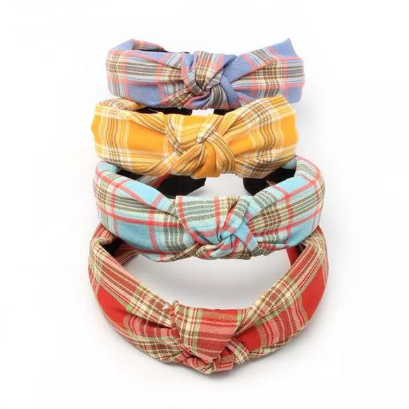 MOLLY & ROSE 8425 WHIDE CHECKED KNOTTED TOP ALICEBAND