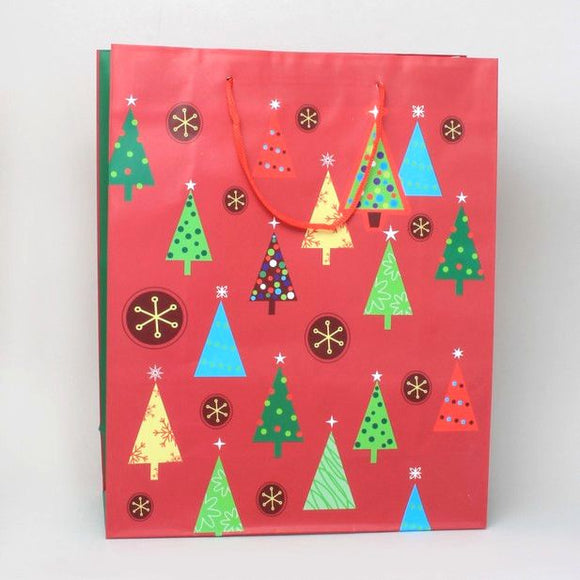 MOLLY & ROSE 0949 CHRISTMAS TREES RED GIFT BAG LARGE