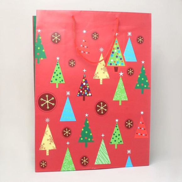 MOLLY & ROSE 0950 CHRISTMAS TREES RED GIFT BAG EXTRA LARGE