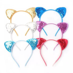 MOLLY & ROSE 8151 SPARKLY SEQUIN CAT EARS ALICE BAND