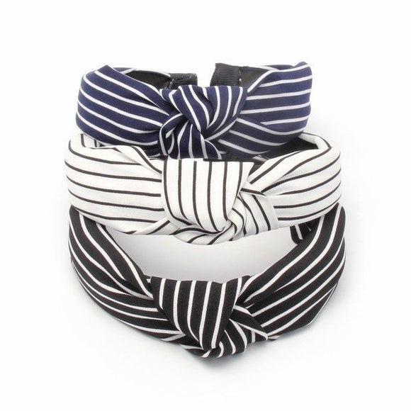 MOLLY & ROSE 8158 STRIPPED KNOTTED ALICE BAND