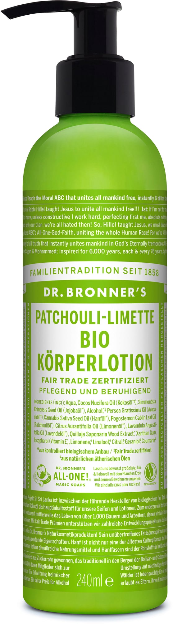 DR.BRONNERS ORGANIC BODY LOTION PATCHOULI LIME 240ML