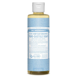 DR BRONNER'S 18 IN 1 UNSCENTED BABY MILD PURE CASTILLE SOAP 475ML