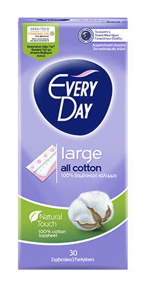 EVERYDAY LARGE ALL COTTON X30 PANTY LINERS