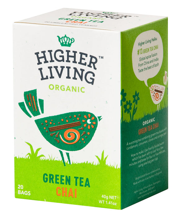 HIGHER LIVING GREEN TEA CHAI X 20 BAGS