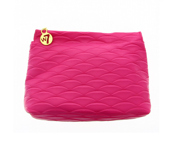 W7 PINK SHELL LEATHER EFFECT COSMETIC BAG