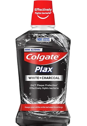 COLGATE PLAX WHITE + CHARCOAL MOUTH WASH 500ML