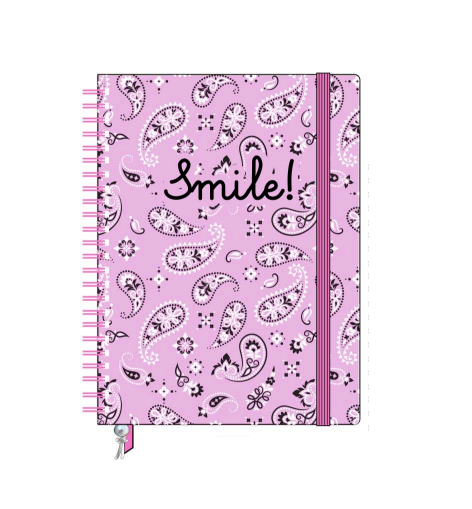 POSH + POP 30720-30657 SMILE SPIRAL NOTE BOOK WITH ELASTIC