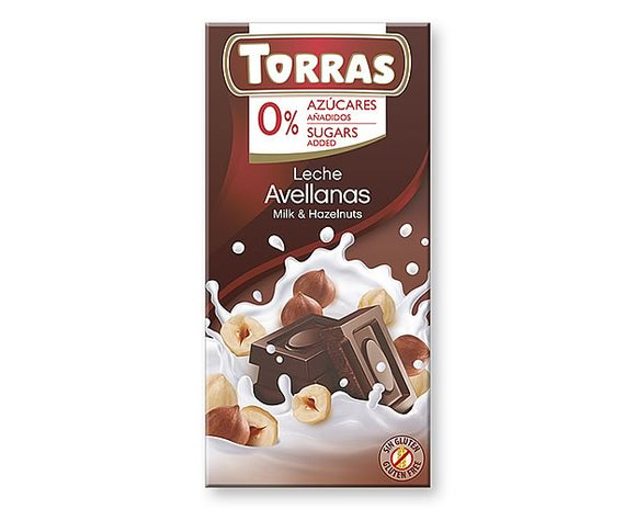 TORRAS MILK CHOCOLATE WITH HAZELNUTS 75G