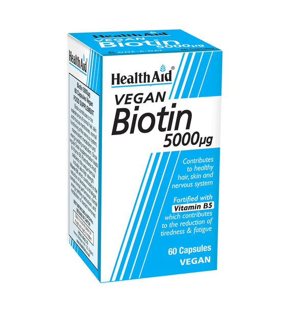 HEALTH AID VEGAN BIOTIN 5000UG X 60 CAPSULES