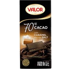 VALOR 70% CACAO CHOCOLATE WITH CARAMEL & SEA SALT 100G