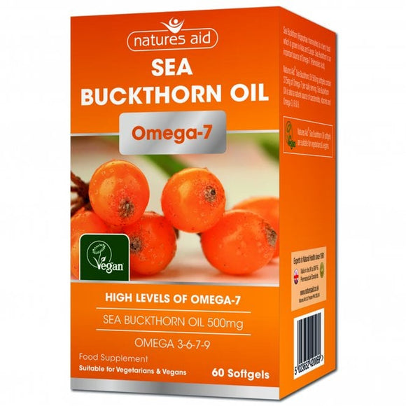NATURES AID SEA BUCKTHORN OIL OMEGA 7 X 60 SOFT GELS