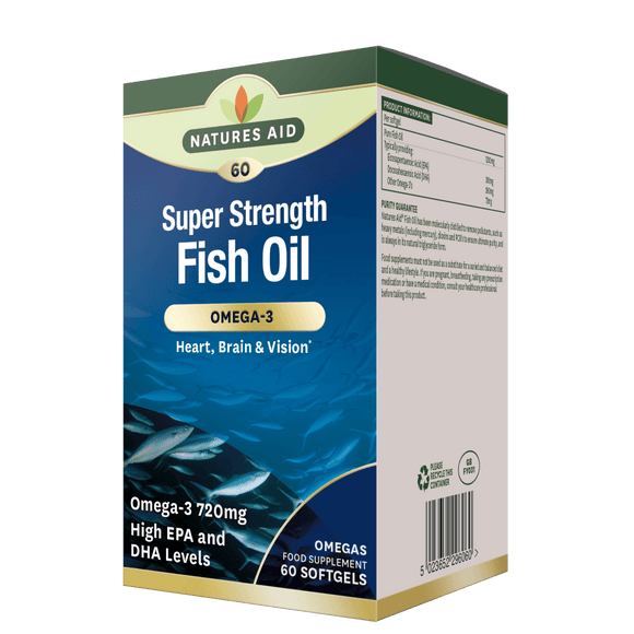 NATURE'S AID SUPER STRENGTH FISH OIL X 60 SOFT GELS