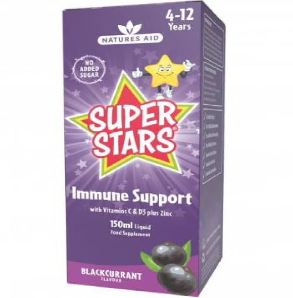 NATURES AID SUPER STARS IMMUNE SUPPORT BLACK CURRENT 150ML