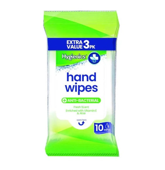 HYGIENICS ANTI-BACTERIAL HAND WIPES  X 3 PACK