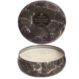 WOODBRIDGE MARBLE SCNETED CANDLE WHITE MASK & VETIVER