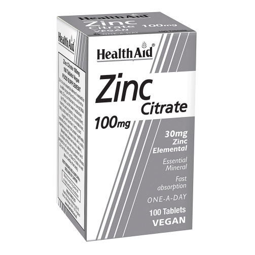 HEALTH AID ZINC CITRATE 100MG TABS X 100