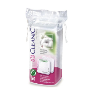 CLEANIC 0134 PURE EFFECT SOFT TOUCH SQUARE COTTON PADS X 50