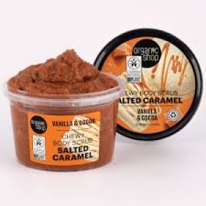 ORGANIC SHOP 44412E SALTED CARAMEL CHEWY BODY SCRUB. VANILLA & COCOA, 250 ML