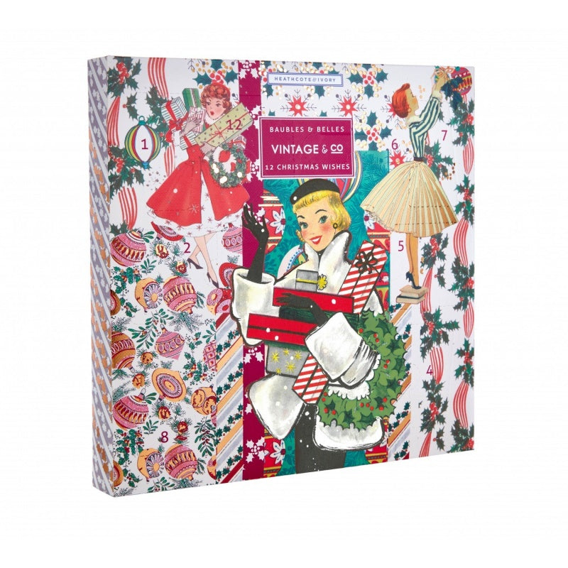 HEATHCOTE & IVORY FG7723 VINTAGE BAUBLES & BELLS 12 CHRISTMAS WISHES