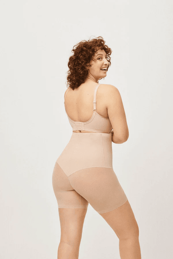 YSABEL MORA HIGH WAISTED SHAPING SHORTS SIZE M NUDE - Image 2