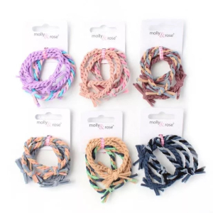 MOLLY & ROSE 8435 PLAITED ELASTICS X 4 PACK