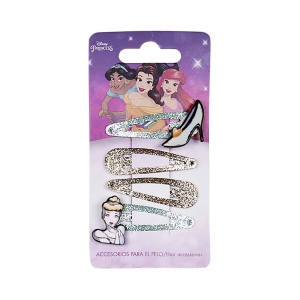 CERDA 2119 HAIR CLIPS CLICK CLACKS X 4 PACK PRINCESS CINDERELLA