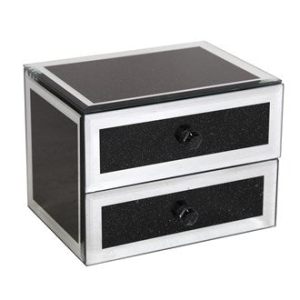 STRAITS 27676 BLACK GLITTER 2 DRAWER JEWELLERY BOX