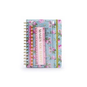 POSH + POP 30720T-31146 MAKES YOU HAPPY SPIRAL NOTEBOOK WITH BULIT-IN CASE