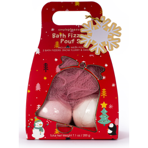 SIMPLE PLEASURES F52505-31034 BATH FIZZER & POUF SET