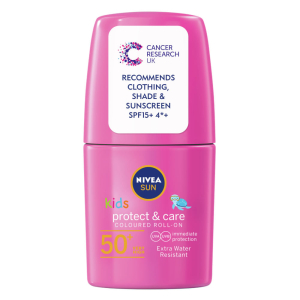 NIVEA KIDS SUN PROTECT & CARE COLOURED PINK ROLL ON SPF50+
