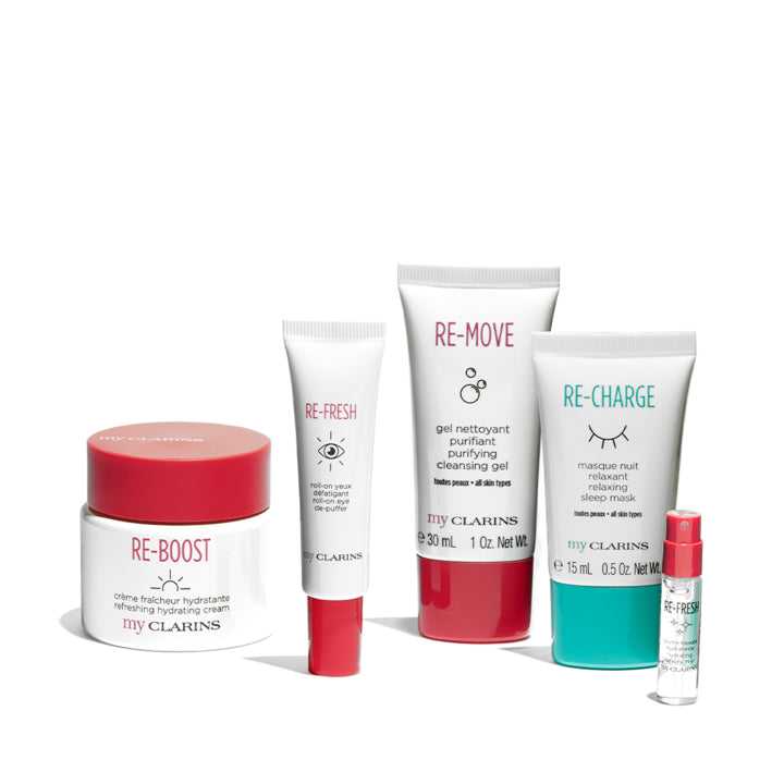 CLARINS GIFT SET 50MLHYDRATING CREAM, 15ML EYE DE-PUFFER, 10ML CLEANSING, 15ML SLEEP MASK & 1,5M MIS - Image 2