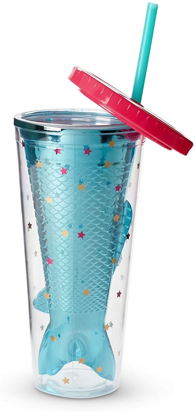 TRI-COASTAL MERMAID PLASTIC BOTTLE WITH STRAW - Image 2