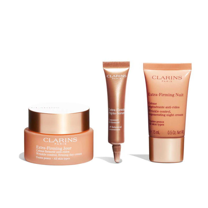 CLARINS GIFT SET 50ML FIRMING JOUR, 10ML SERUM, 15ML NIGHT CREAM & POUCH - Image 2