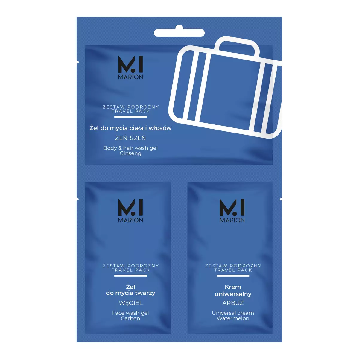 MARION 6569 TRAVEL PACK HAIR & SHOWER GEL , FACE WASH GEL AND UNIVERSAL CREAM