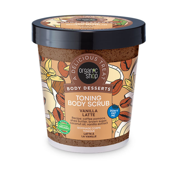 ORGANIC SHOP 43354E BODY DESSERTS TONING BODY SCRUB VANILLA LATTE, 450 ML