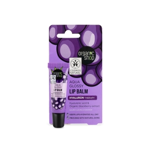 ORGANIC SHOP 43668E AQUA GLOSSY LIP BALM. HYALURONIC ACID & BLACKBERRY EXTRACT, 10 ML