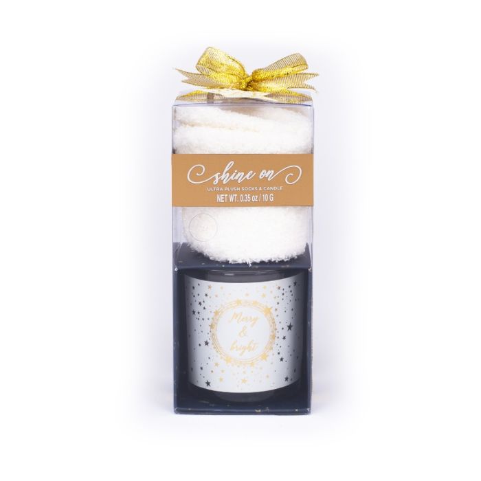 TRI-COASTAL SHINE ONE CANDLE & COZY SOCKS SET