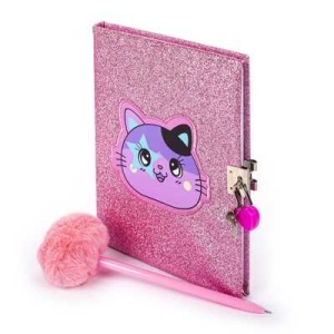 TRI-COASTAL K10343-30636 KITTY GLITTER DIARY WITH FLUFFY PEN