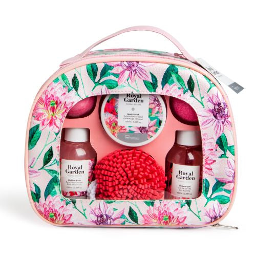 IDC INSTITUTE 40334 ROYAL GARDEN BASKET COSMETIC BAG GIFT SET X 5 PCS