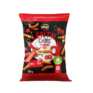 OHO RED LENTIL CHIPS FLAMING HOT 100G