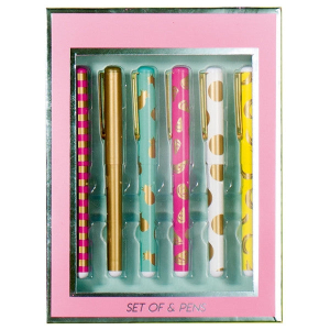 TRI-COASTAL FOOD DESIGN SET OF 6 BLACK IN PENS IN BOX