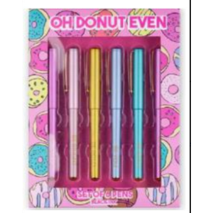TRI-COASTAL OH DONUT EVEN SET OF 6 BLACK IN PENS IN BOX