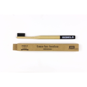 REBELS WITH A CAUSE BAMBOO TOOTHBRUSH MEDIUM - BLACK