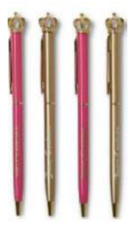 TRI-COASTAL JUICY COUTURE GOLD & PINK PENS IN BOX X 4